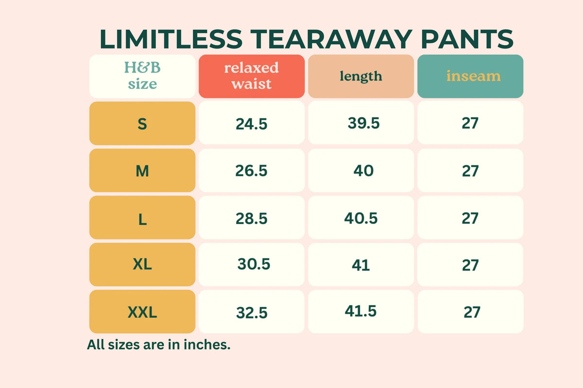 Limitless Tear Away Pants with Velcro