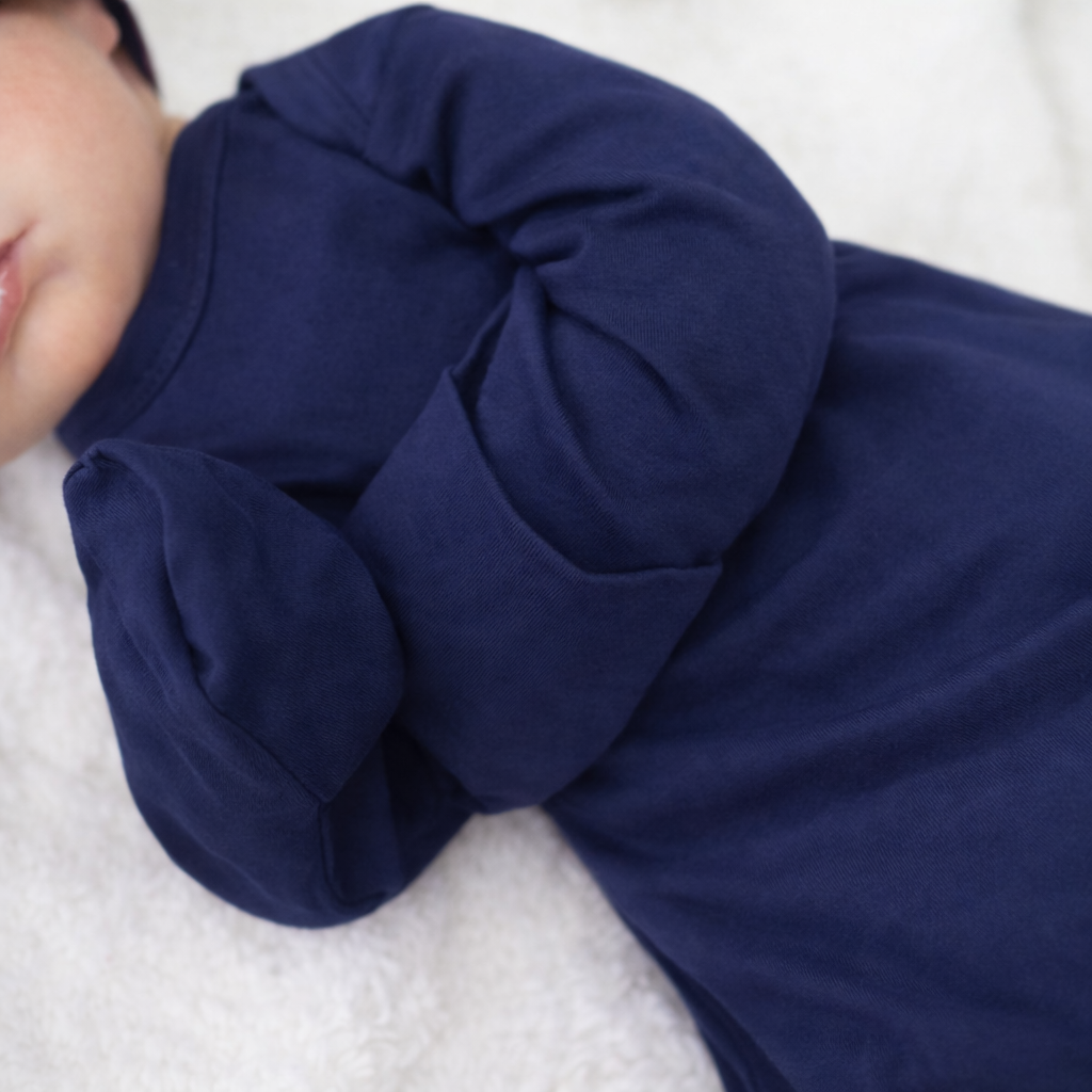 Navy Blue Newborn Baby Gown & Hat Set