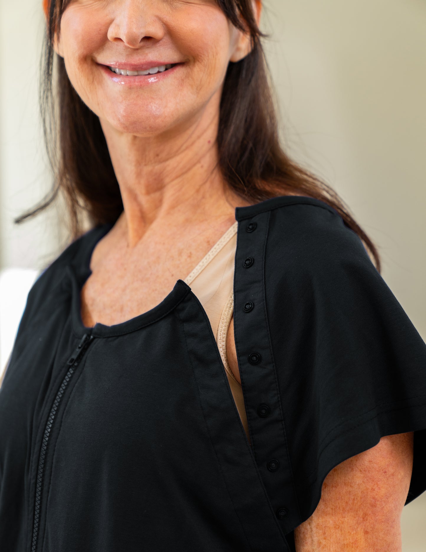 Midnight Black Hospital Gown With Zip