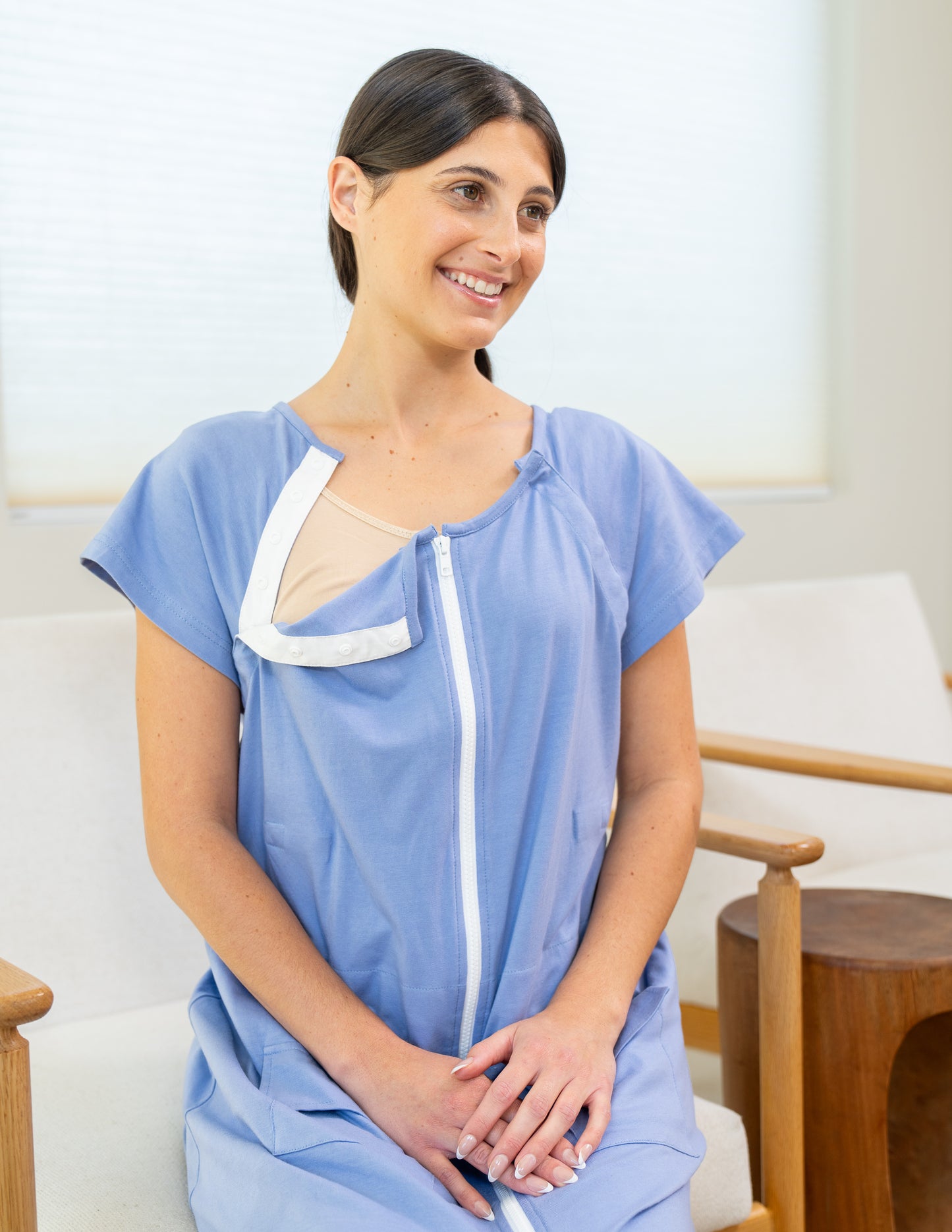 Pretty Periwinkle Hospital Gown With Zip