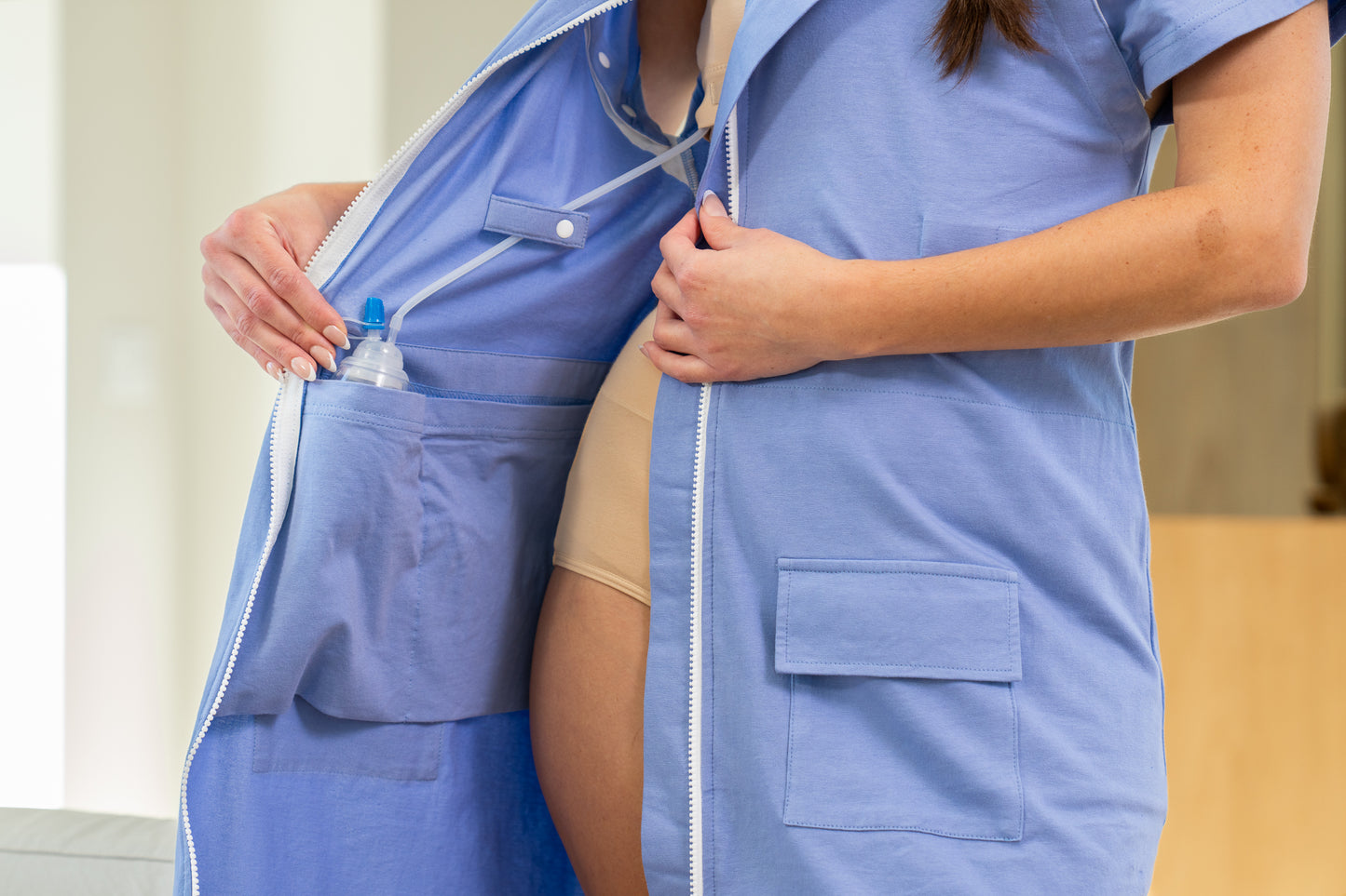 Pretty Periwinkle Hospital Gown With Zip