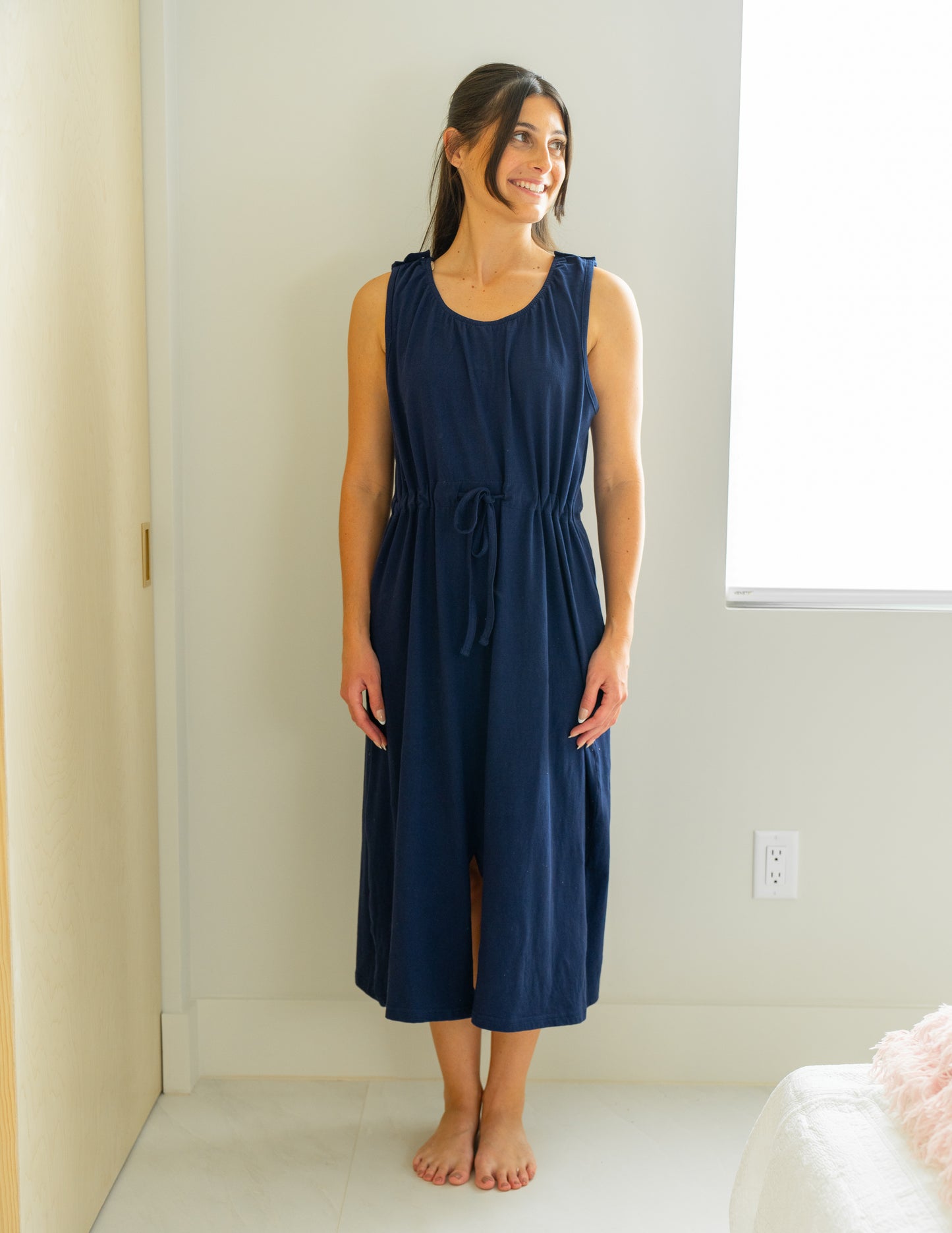 Navy Blue Sleeveless Hospital Gown