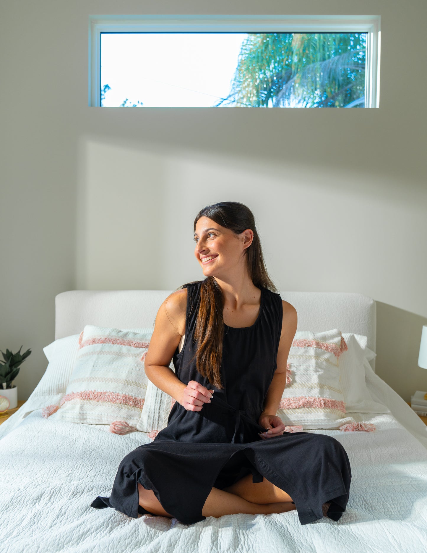 Midnight Black Sleeveless Hospital Gown