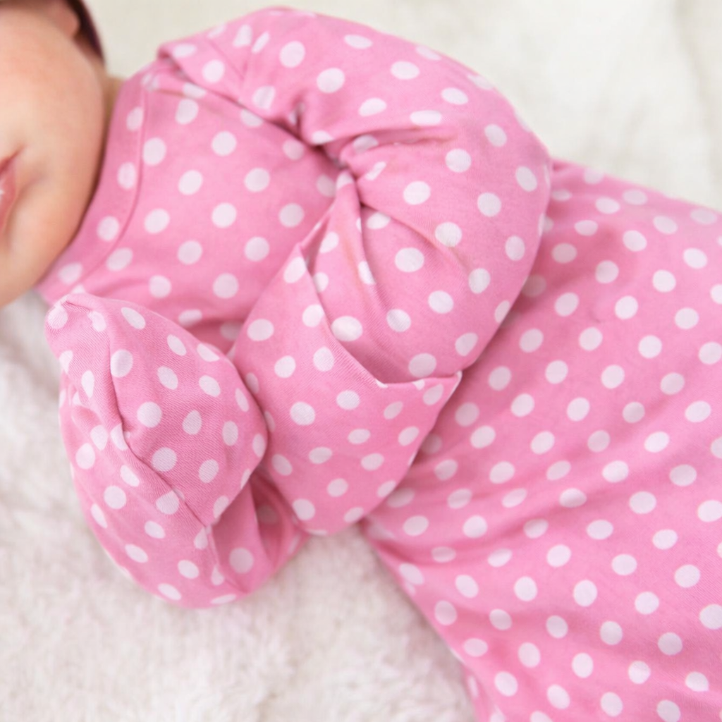 Dotty Pink Newborn Baby Gown & Hat Set