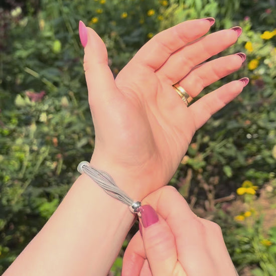 Magnetic clasp to make bracelets easier